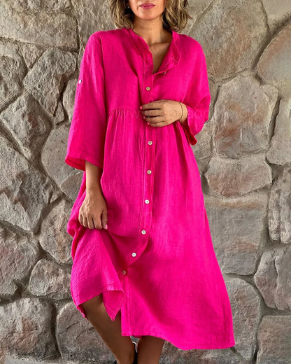 Mc | Loose shirt in a maxi dress with layered slit in batik look