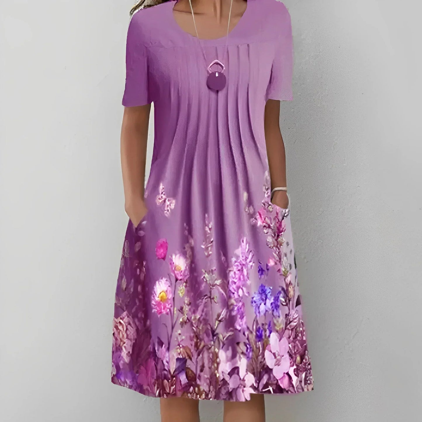 LP | Vintage-style floral print short-sleeved dress