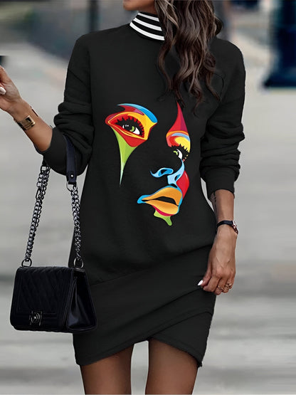 Mc | Casual mini dress with high neck