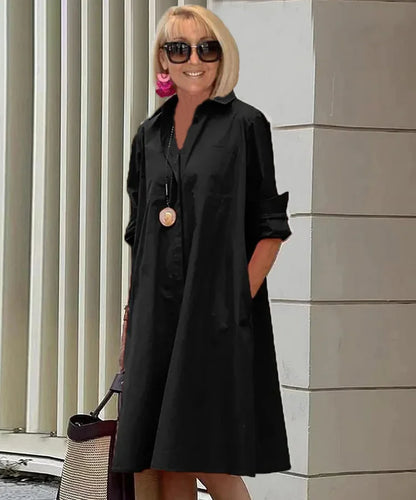 Bailey - Midi-length dress with shirt collar and spring-summer temperament
