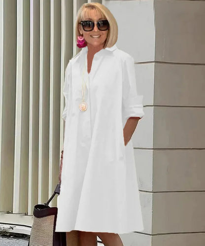 Bailey - Midi-length dress with shirt collar and spring-summer temperament