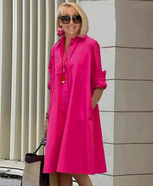 Bailey - Midi-length dress with shirt collar and spring-summer temperament