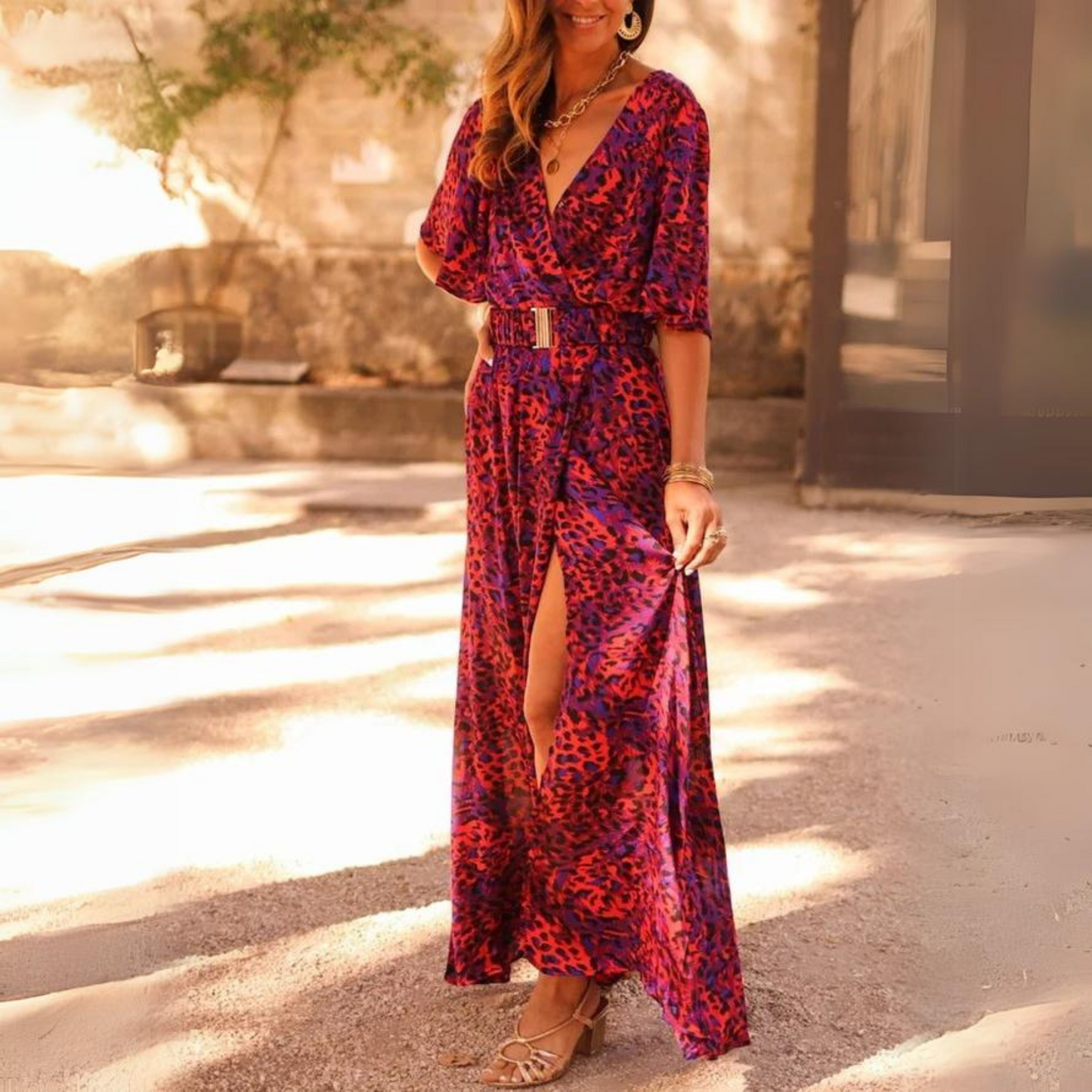 Bianca - Fashionable dress with pleated buttons