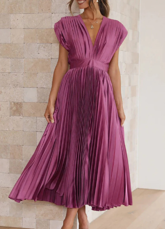 LP | Unicolor long dress with short sleeves