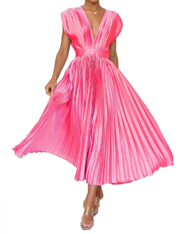 LP | Unicolor long dress with short sleeves