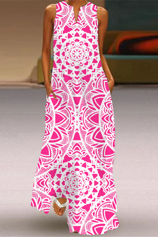 LP | Patricia - vintage sleeveless maxi dress in white on pink