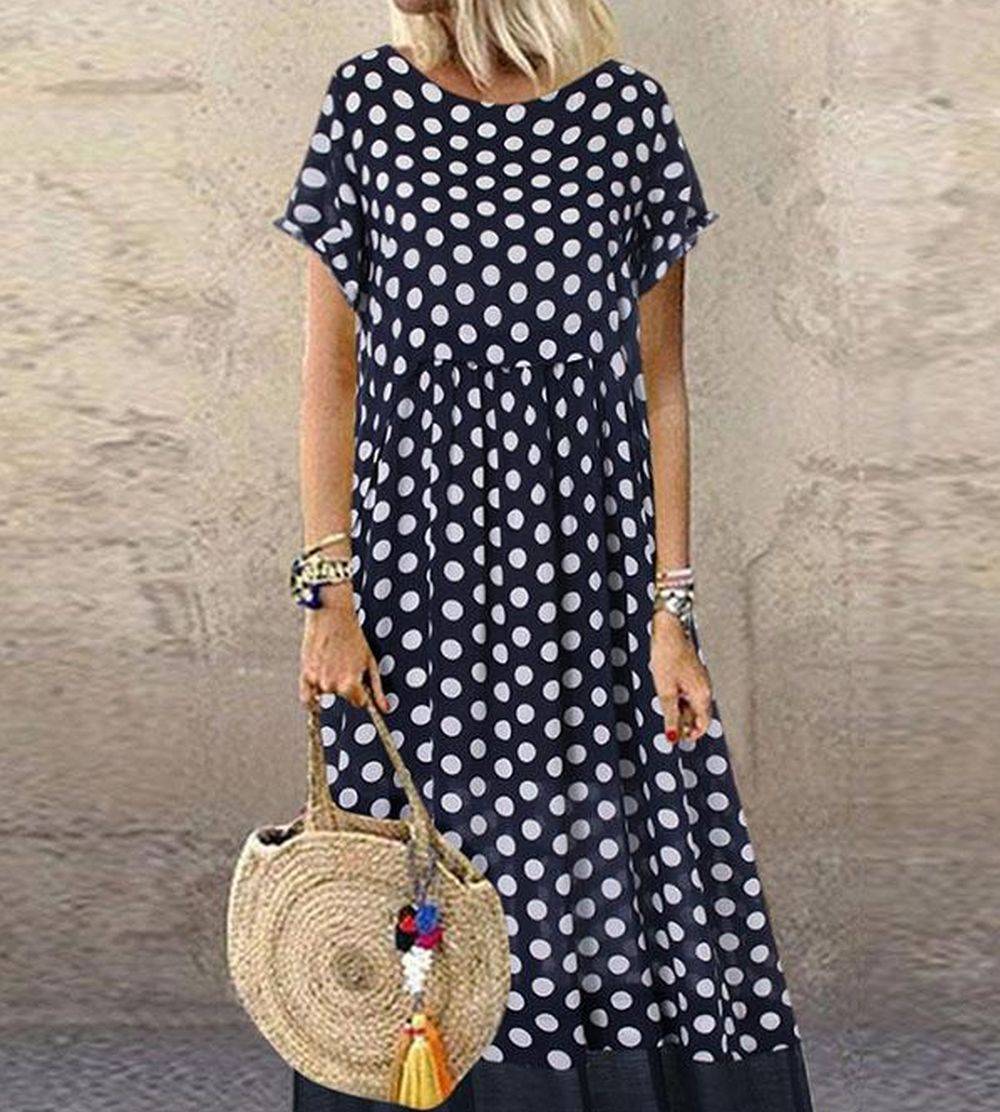 LP | Two-piece long summer dress with polka dot print