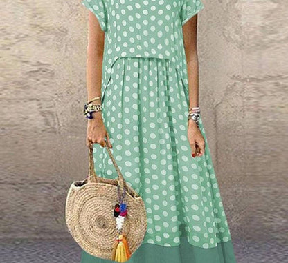 LP | Two-piece long summer dress with polka dot print