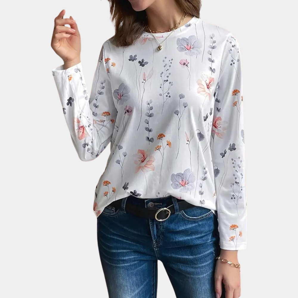 Linda - White floral blouse