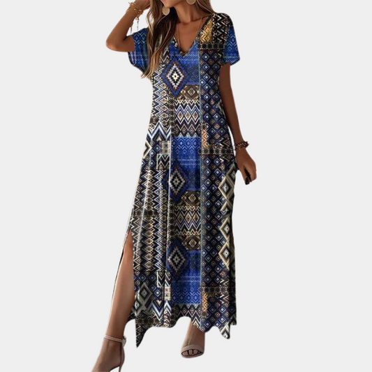 LP | Casual long dress with v-neck for women