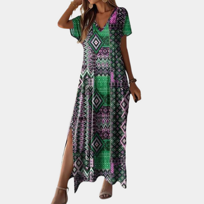 LP | Casual long dress with v-neck for women
