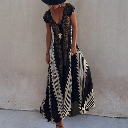 LP | Long boho dress with geometric print for women