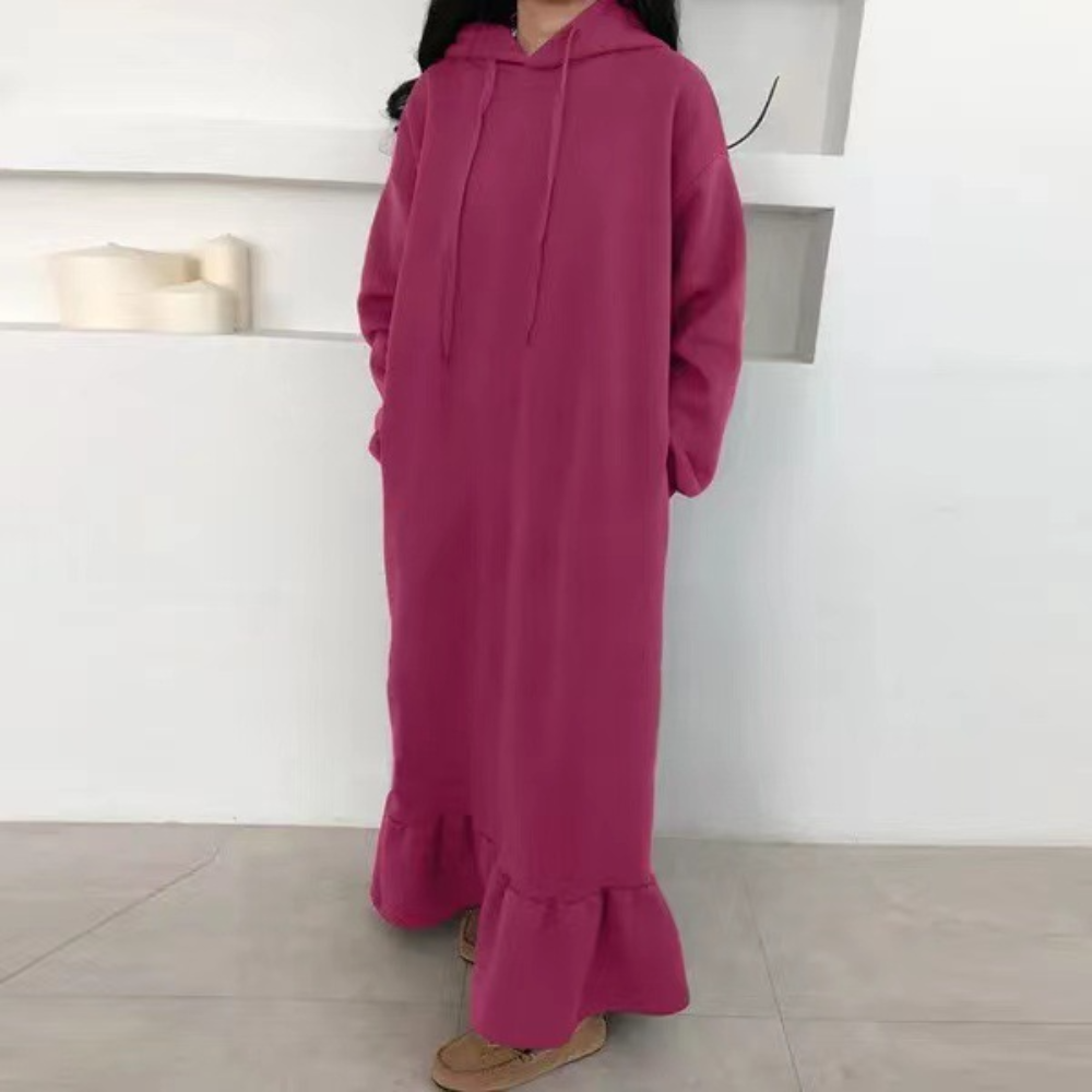 Mc | Warm women's long dress with hoodie