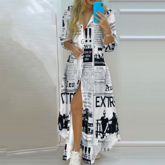 LP | Creative dress with modern newspaper print
