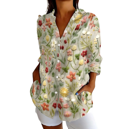 Women's embroidered linen blouse