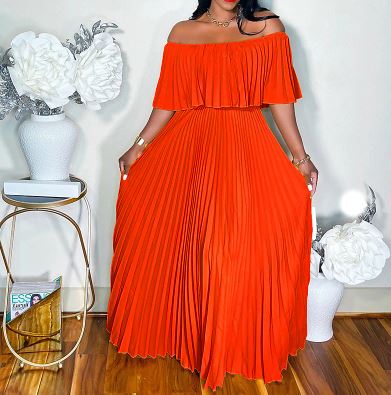 LP | Sexy off-the-shoulder pleated dress