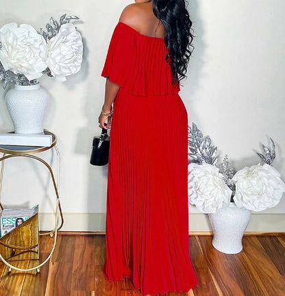 LP | Sexy off-the-shoulder pleated dress