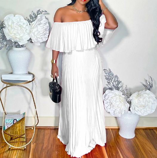 LP | Sexy off-the-shoulder pleated dress