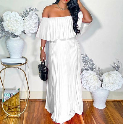 LP | Sexy off-the-shoulder pleated dress