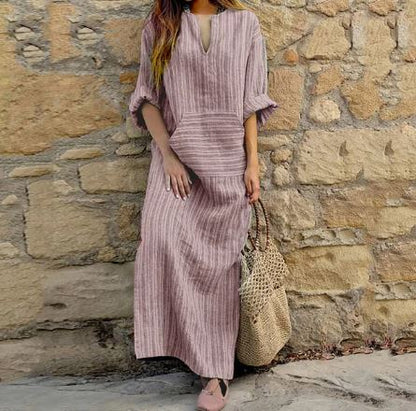Mc | Striped cotton-linen dress