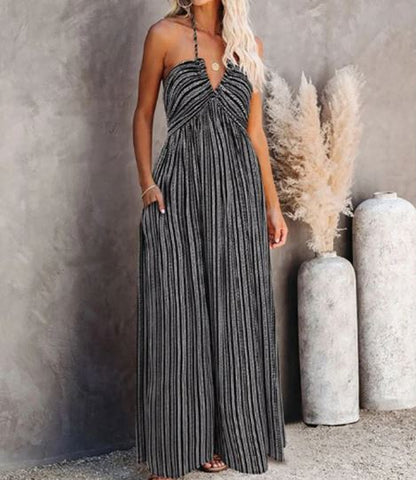Mc | Sexy striped long dress with adjustable tube top Tanga