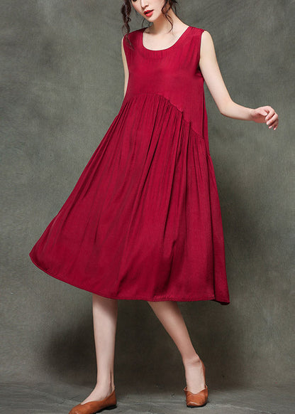 Mitchi - Long sleeveless dresses with round neck and ruffles