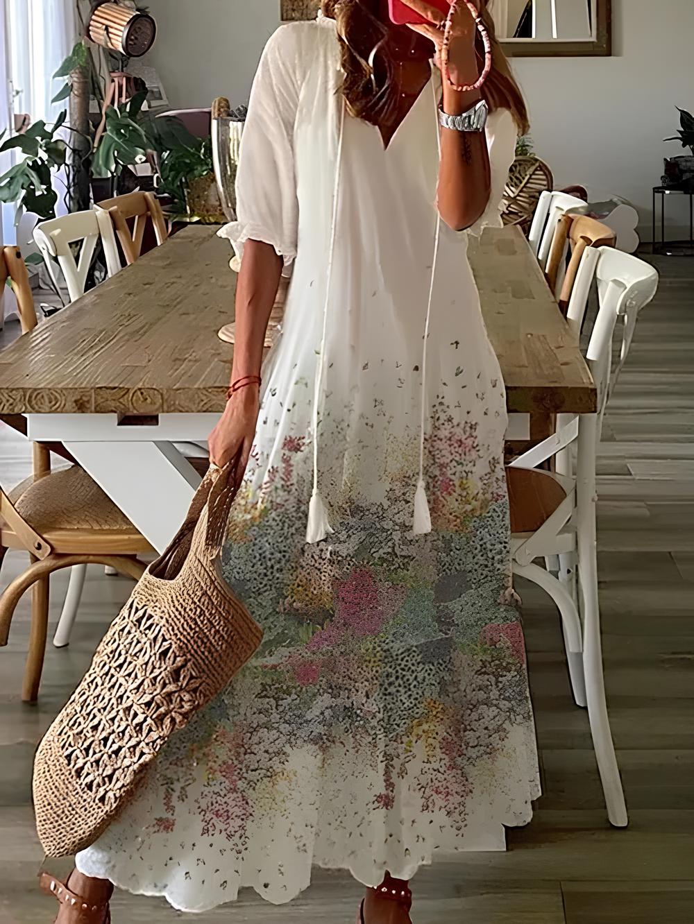 Mc | Long-sleeved dress with ruffles for women