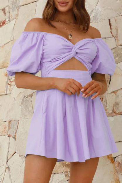 Celeste | Pleated dress with shoulder pads and lantern sleeves