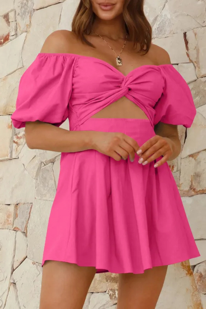 Celeste | Pleated dress with shoulder pads and lantern sleeves