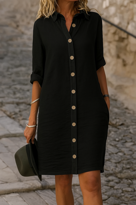 Knee-length shirt dress with buttons and modern styling