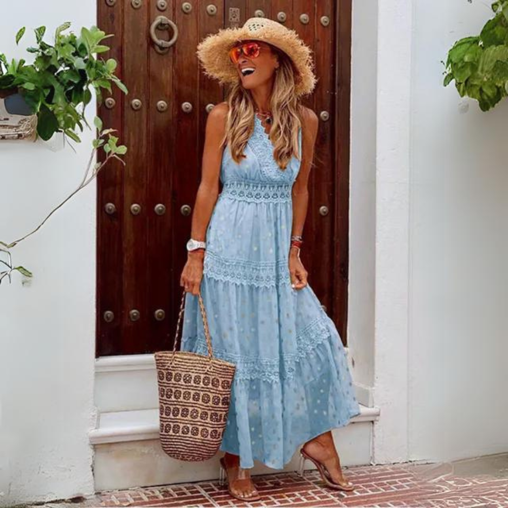 Leah - Elegant Embroidered Chiffon Dress