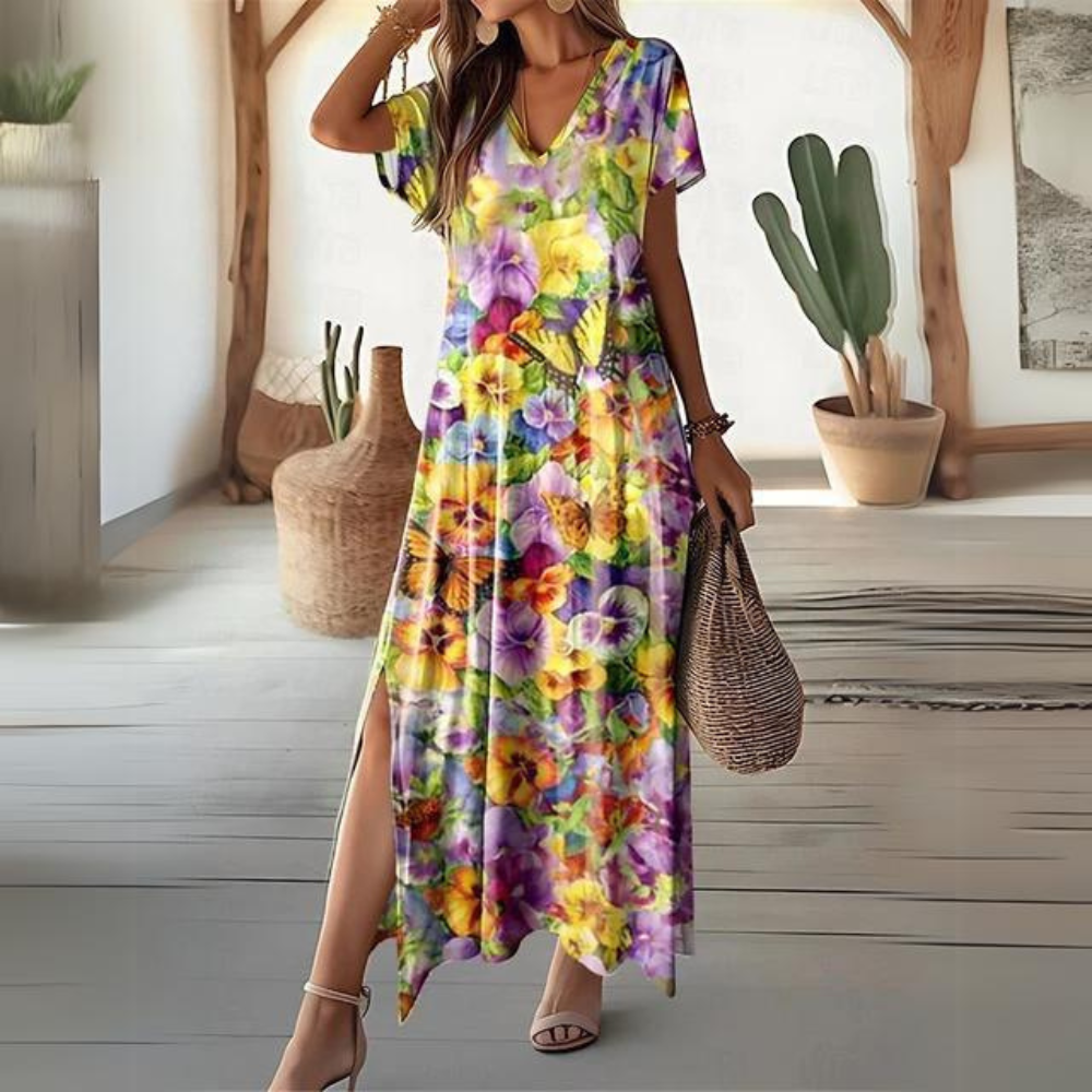 Mc | Elegant colorful floral dress