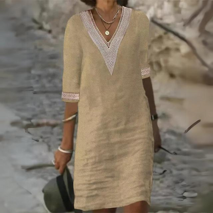 Sidonie - Elegant vintage dress with V-neckline