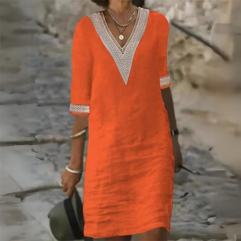 Sidonie - Elegant vintage dress with V-neckline