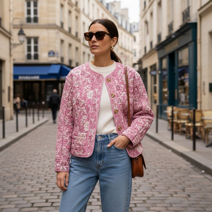 Sapphire | Women's floral-lined quilted jacket