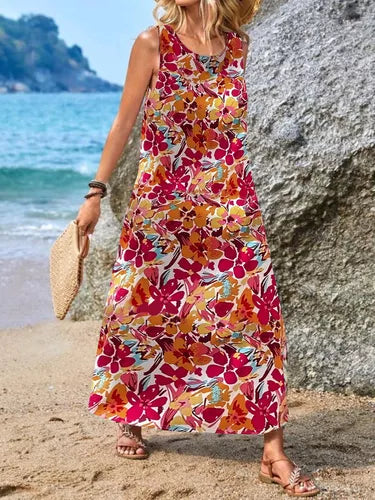 LP | casual sleeveless dress with boho print