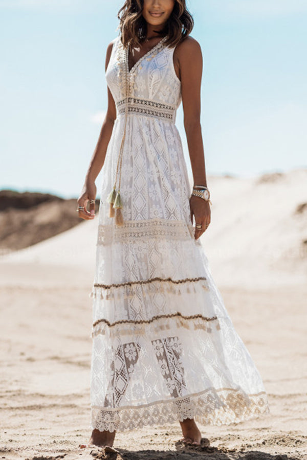 LP | Boho Kisses maxi dress with tassels and lace