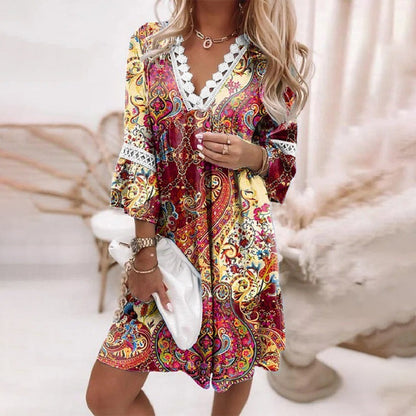 LP | Elegant Printed Wide Dress