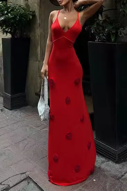 Delphine | Mesh backless dress with flowers