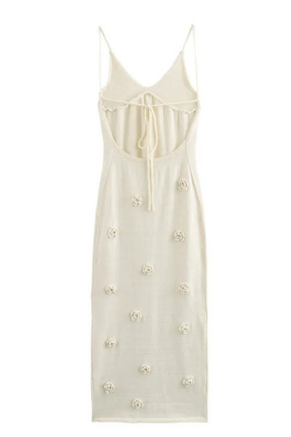 Delphine | Mesh backless dress with flowers