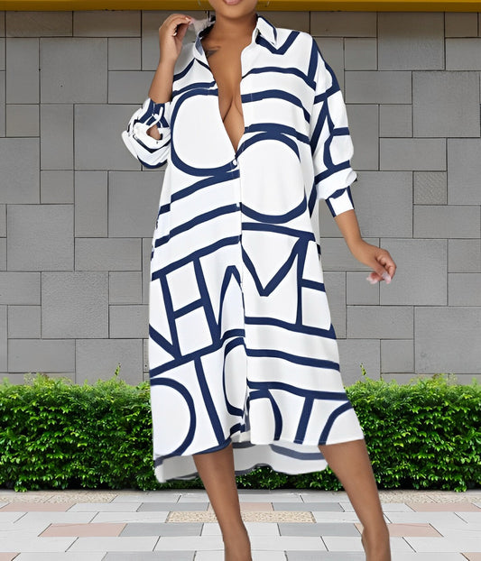 LP | Dress with pockets and geometric print