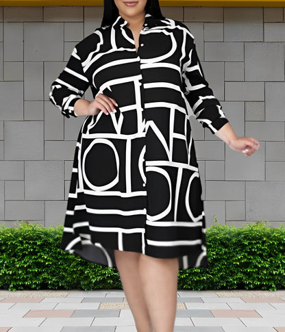 LP | Dress with pockets and geometric print