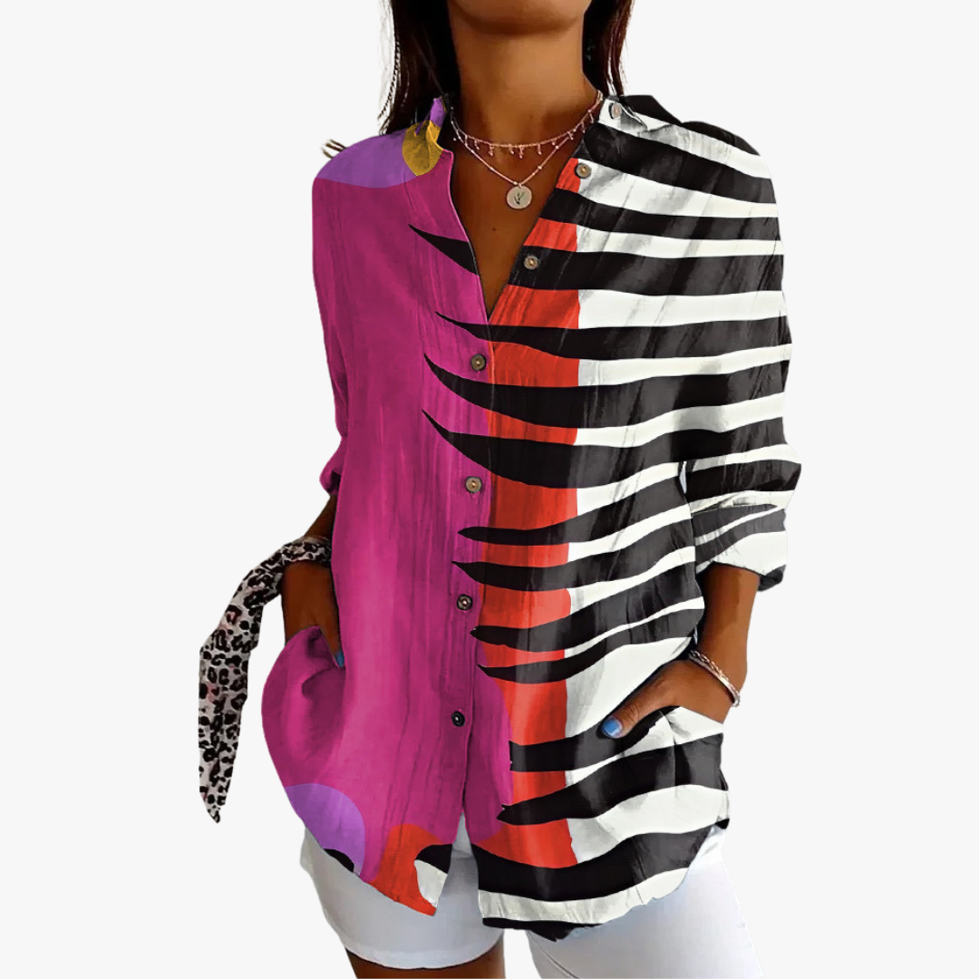 Women's embroidered linen blouse