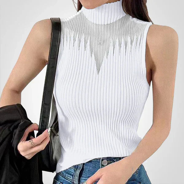 Charlotte - Transparent mesh crop top with straps around the neck