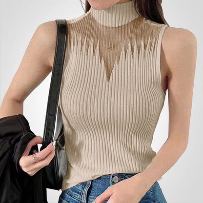 Charlotte - Transparent mesh crop top with straps around the neck