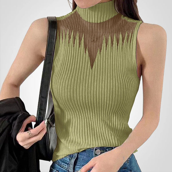 Charlotte - Transparent mesh crop top with straps around the neck