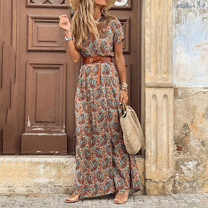 LP | Elegant long boho dress with V-neckline