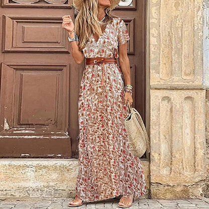 LP | Elegant long boho dress with V-neckline