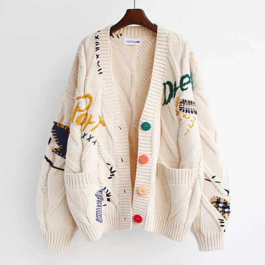 Ella | Women's Cardigan with Patchwork Accents Chic and Comfortable