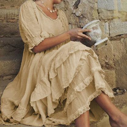 Eury - Vintage-style long dress with ruffles